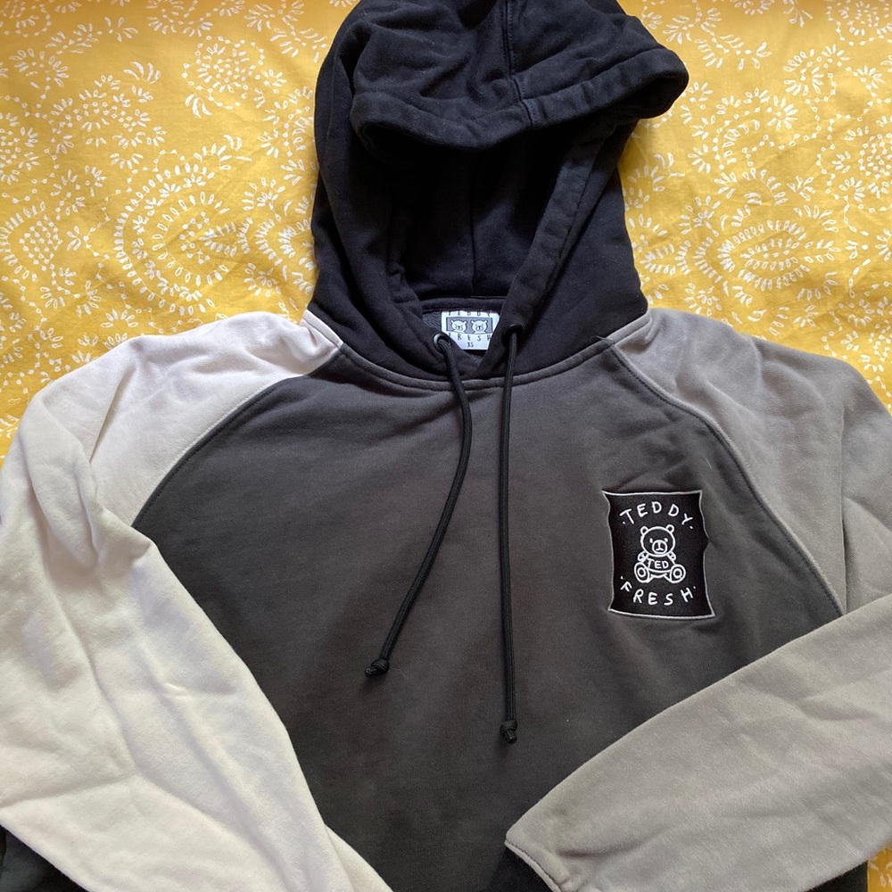 Grey Colorblock Teddy Fresh Hoodie